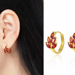 Antique Plated Earrings for Women with Artificial Stones Golden White Maroon