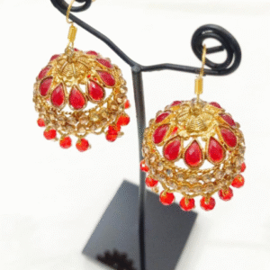 Casting Jhumka for Women with Elegant Traditional Design Red