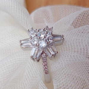 Silver Plated Alloy Ring for Women with Real Stones and Zircons Silver