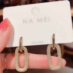 Golden Electro Plated Drop Earrings for Women with Sleek Casual Style Golden