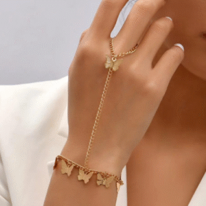 Gold Plated Charm Bracelet for Women with Butterfly Hanging Modern Design Golden