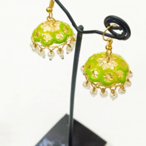 Casting Jhumka for Women with Classic Ethnic Style Green