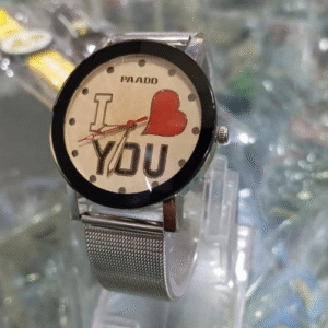 Unisex Stainless Steel Plain Strap Analogue Watch Red