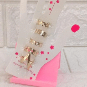 Golden Alloy Adjustable Rings Set for Women Modern Design