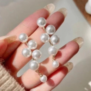 Gold Plated Earrings for Women with Zig-zag Design Off White