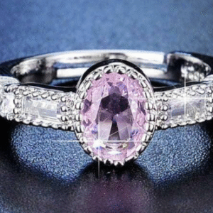 Silver Plated Oval Shaped Ring for Women with Adjustable Size Silver