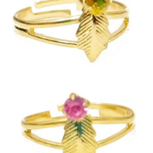 Alloy Adjustable Ring for Women with Yellow and Pink Colors