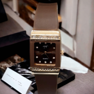 Women's Rubber Plain Strap Analogue Watch Brown