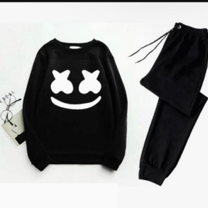 2 Piece Men's Printed Polyester Sweatshirt Tracksuit Black