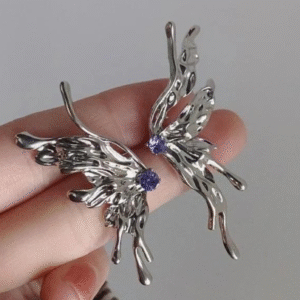 Silver Plated Butterfly Design Studs for Women with Rhinestone Silver