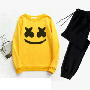 2 Piece Men's Printed Polyester Sweatshirt Tracksuit Yellow