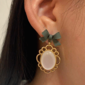 Aluminium Earrings for Women with Butterfly Design and Green Artificial Stones Green