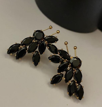 Zircon Metal Studs for Women with Modern Design Black