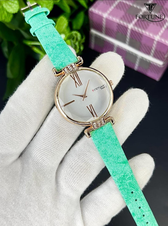 Women's Leather Analogue Watch Turquoise