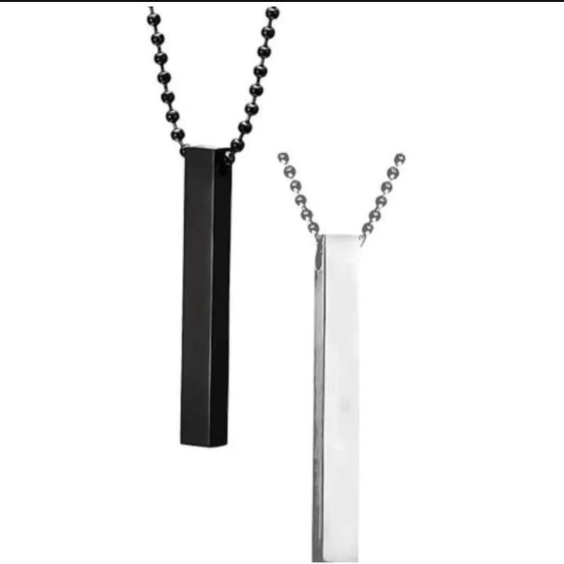 Stainless Steel Vertical Bar Necklaces for Unisex with Silver and Black