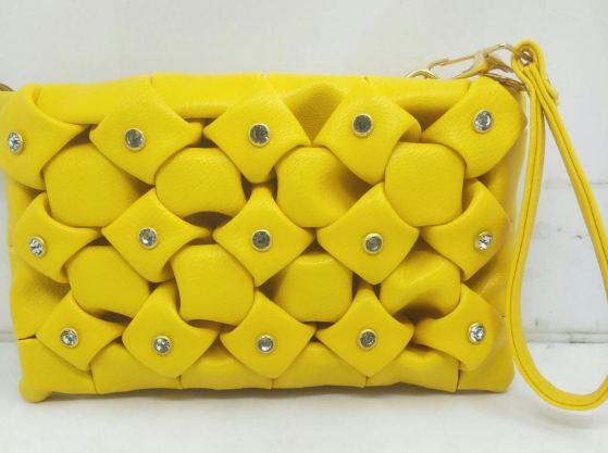 Rexine Purse for Women with Zip Closure and Adjustable Strap Yellow