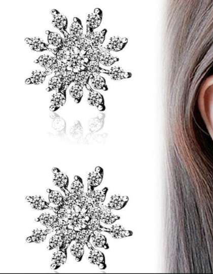 Silver Plated Fancy Zircon Stud for Women Golden Silver