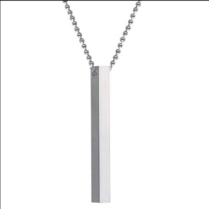 Stainless Steel Vertical Bar Necklace for Unisex with Silver
