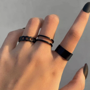 Black Plated Western and Korean Style Rings for Women Adjustable Black