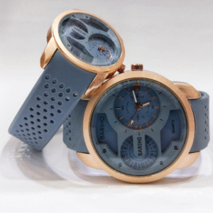 Stainless Steel Round Watch with Rubber Strap Quartz Movement 28mm