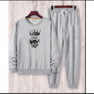 2 Piece Men's Printed Micro Polyester Track Suit Grey