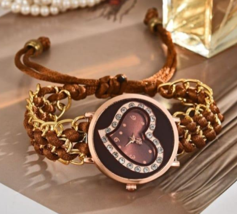 Stainless Steel Round Bracelet Watch Brown