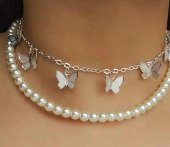 Silver Plated 2 Layered Choker for Women with Elegant Design Silver