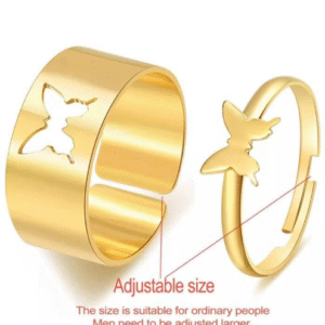 Golden Alloy 2 Pcs Rings Set for Women Adjustable Western and Korean Style Golden