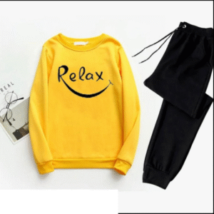 2 Piece Men's Printed Polyester Sweatshirt Track Suit Yellow