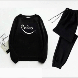 2 Piece Men's Printed Polyester Sweatshirt Track Suit Black