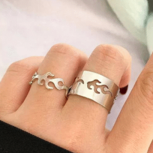 Silver Plated Alloy 2 Pcs Rings Set for Women Adjustable Western and Korean Style Silver