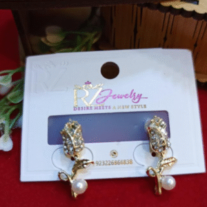 Alloy Flower Design Adjustable Earrings Pair for Women Golden