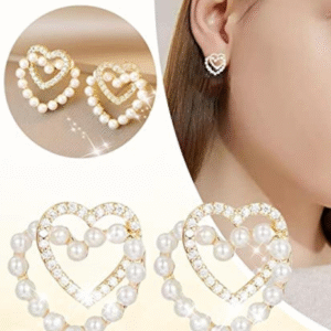 Antique Plated Metal Earrings for Women with White Artificial Stones White