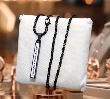 Resin Polish Stainless Steel Pendant for Men with Bold Look Black