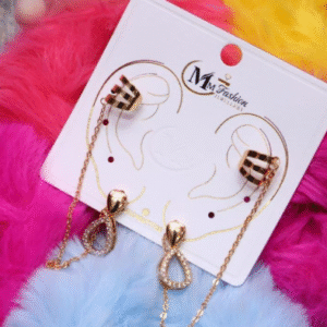 Alloy Adjustable Earrings Pair for Women Golden