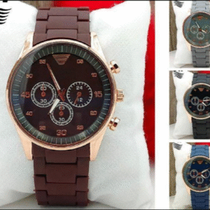 Men's Stainless Steel Textured Strap Round Analogue Watch