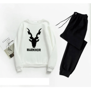 2 Piece Men's Printed Polyester Sweatshirt Track Suit White