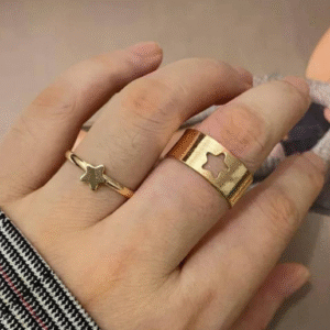Golden Plated Alloy 2 Pcs Rings Set for Women Adjustable Western and Korean Style Golden