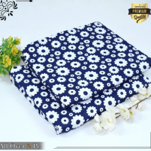 Polo Cotton Printed Shirt with Printed Trouser Set for Women Blue 2 Pcs