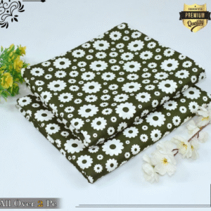 Polo Cotton Printed Shirt with Printed Trouser Set for Women Green 2 Pcs