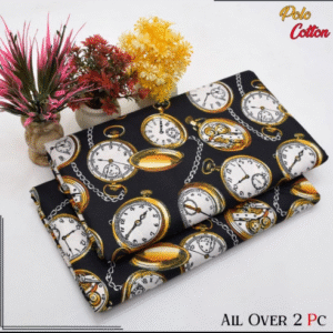 Polo Cotton Printed Shirt with Trouser 2 Pcs – Black