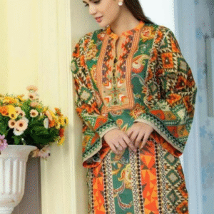 Swiss Lawn Printed Shirt for Women – Multicolor 1 Pc