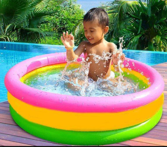 Vinyl Baby Swimming Pool for Kids with Soft Inflatable Floor Rainbow