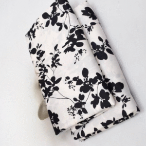 2 Piece Printed Polo Cotton Suit for Women with Detailed Neckline Black