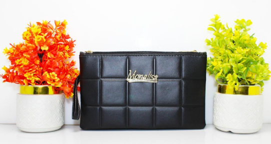 Textured Synthetic Leather Wristlet for Women Black