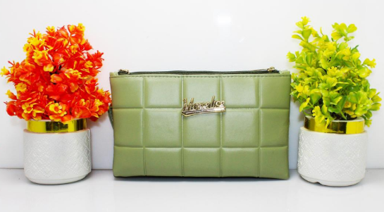 Synthetic Leather Textured Wristlet with Stylish Design Green