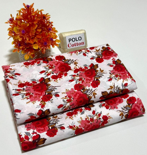 Red Polo Cotton Printed Shirt with Printed Trouser – 2 Pcs