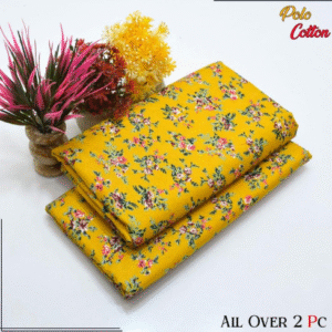 Polo Cotton Printed Shirt with Printed Trouser 2 Pcs Yellow