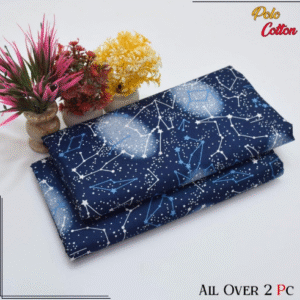 Cotton Printed Shirt with Printed Trouser 2 Pcs Blue