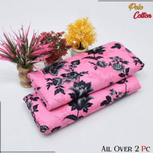 Cotton Printed Shirt with Printed Trouser 2 Pcs Pink